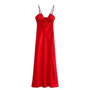 Nwt-Zara satin effect midi slip dress -L